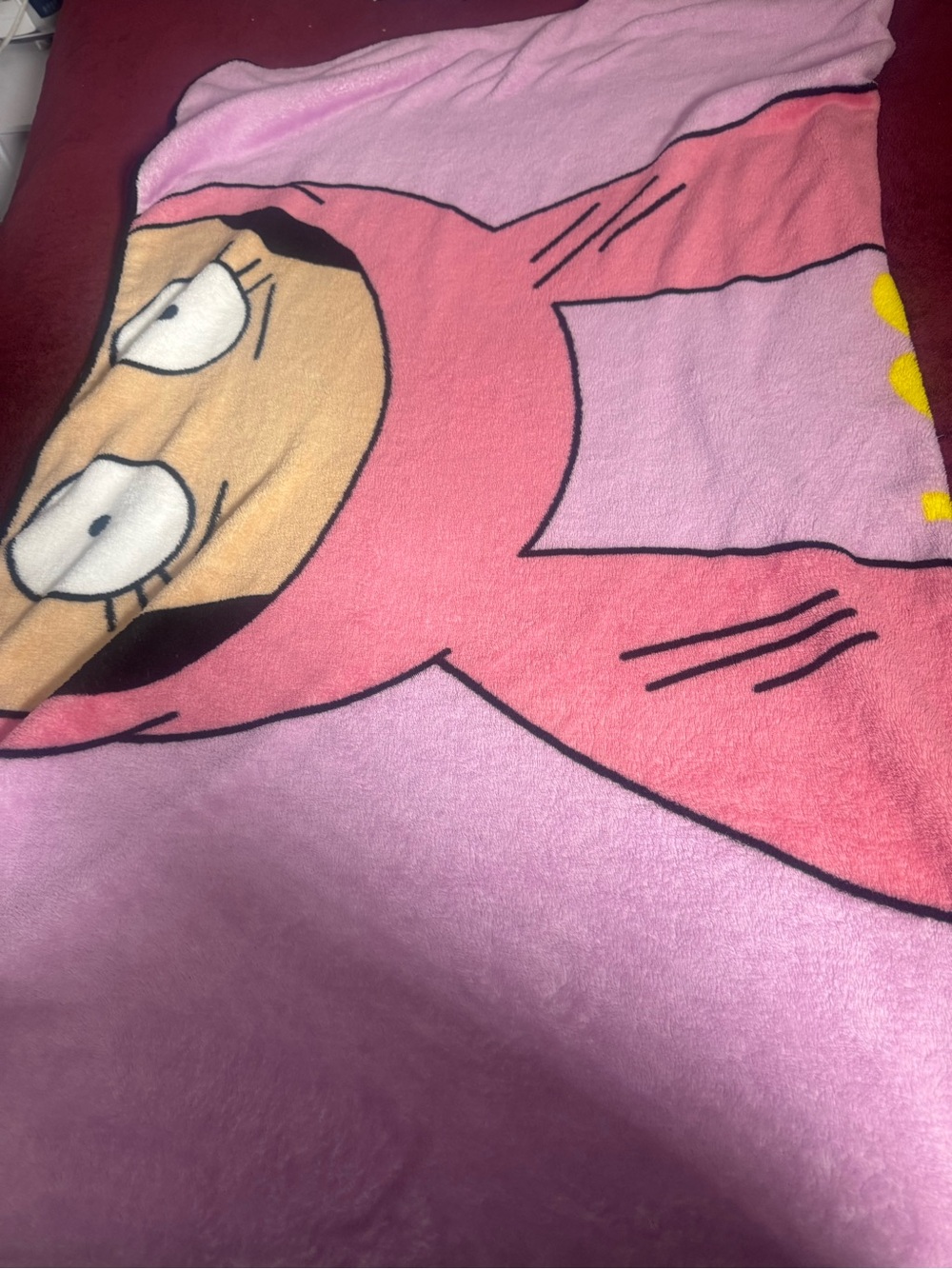 Pink Cartoon Fleece Throw Blanket - Unbranded